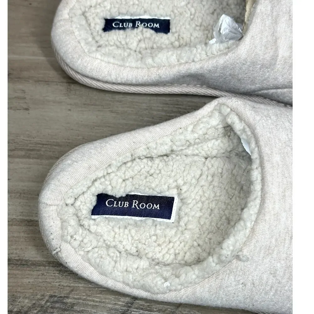 Club Room Men's Faux Fur Comfy Slide Slippers Bulldog Print Size M (8-9)
